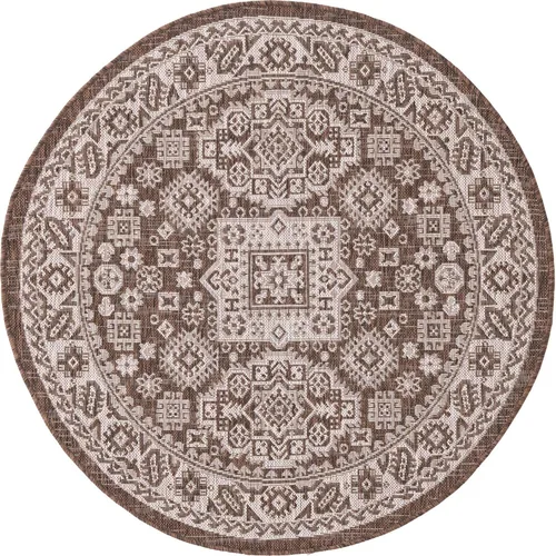 Vista 69 de Unique Loom Outdoor Aztec Collection Alfombra de área, Chalca (5 pies 3 pulgadas, octágono, aguamarina/marfil)