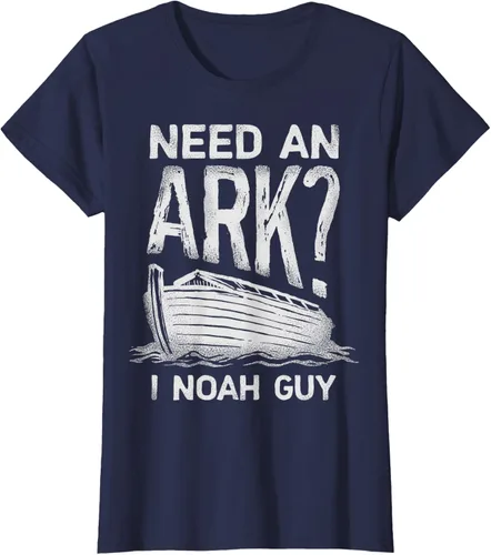 Vista 32 de Need an Ark I Noah Guy Funny Christian Men Women Pun Humour T-Shirt Negro