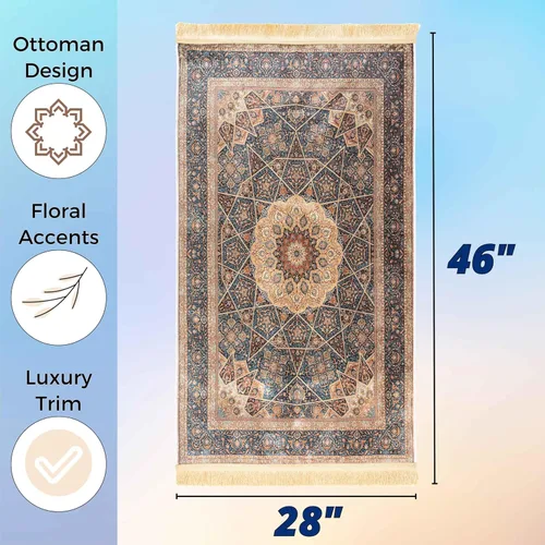 Vista 3 de Sacred Artisans Alfombra de oración musulmana y alfombrilla de oración islámica para hombres y mujeres Un Janamaz turco súper suave al tacto