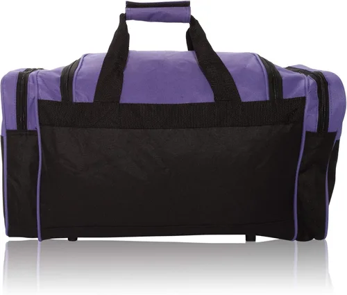 Vista 4 de DALIX - Bolsa deportiva para gimnasio y viajar de 19pulgadas, color negro, rojo, rosa, morado, azul marino, gris y azul, Púrpura), DF-019-Purple