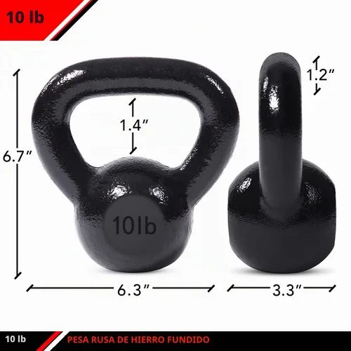 Vista 2 de JFIT Cast Iron Kettlebell – Single Weight, Flat Bottom, Polished Handle Men & Women CrossFit, Cardio & Strength Training