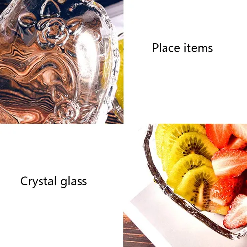 Vista 6 de Tazón de vidrio transparente en forma de corazón, recipiente para platos de frutas, vajilla, ideal para cocina, restaurante, cafetería, tienda
