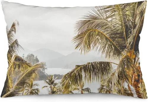 Vista 13 de Protector de almohada de playa con palmeras tropicales de 16 x 14 pulgadas, palmeras de playa, paisaje marino costero, decorativo, rectangular