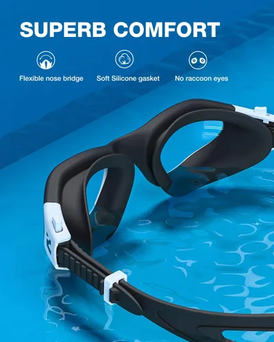 Vista 2 de ZIONOR Gafas de natación G1 SE antivaho para adultos, hombres y mujeres