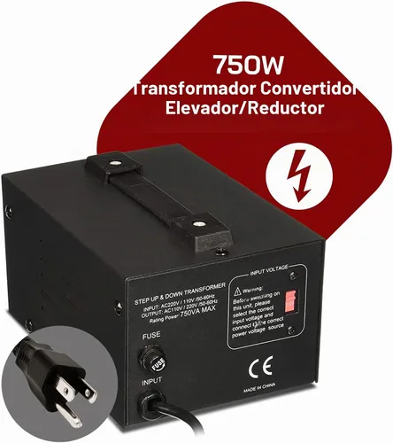 Vista 2 de LiteFuze 750 W Transformador convertidor de voltaje Step Up/Down - 110 V a 220 V / 220 V a 110 V Convertidor de potencia - Cable completamente