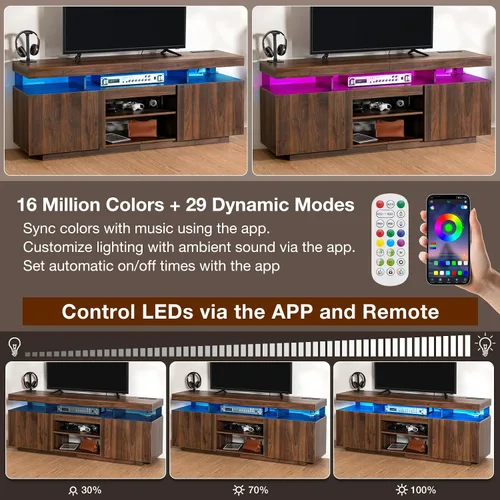 Vista 24 de HOMMPA Mesa de centro moderna con tapa elevable con almacenamiento para sala de estar, mesa de centro LED, mesa de comedor de madera con 2 cajones