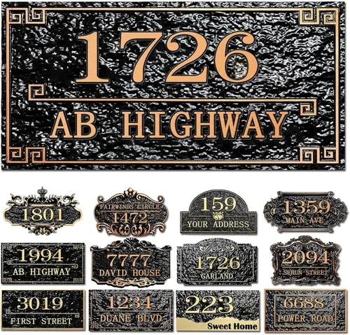 Vista 8 de Placa personalizada de dirección de casa, letrero de dirección de nombre de calle personalizado para números de casa, placa para buzón de garaje