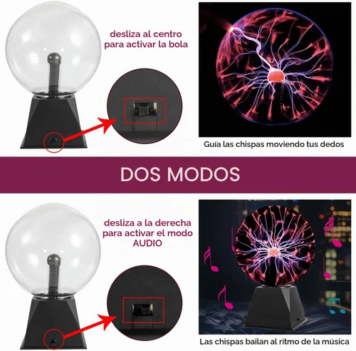 Vista 3 de Gresus Lámpara de bola de plasma mágica enchufable de 8 pulgadas
