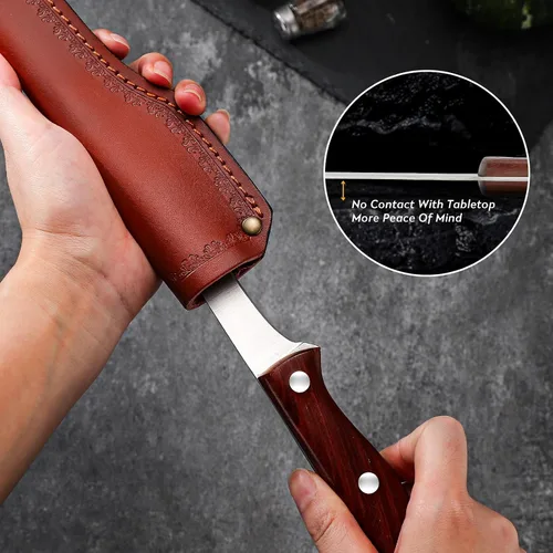 Vista 4 de TAN REN Cuchillo deshuesador para cortar carne, cuchillo de corte de pechuga de 5 pulgadas con funda