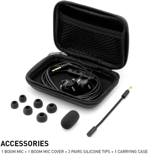 Vista 7 de ADV. NSMO JR - Auriculares para juegos de 2 controladores con doble micrófono desmontable e integrado y control de volumen para juegos móviles