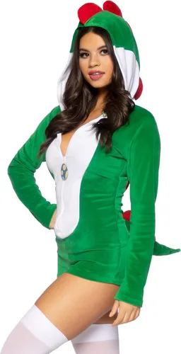 Vista 3 de Leg Avenue Comfy Ultra Soft Super Dino Zipper Romper Costume
