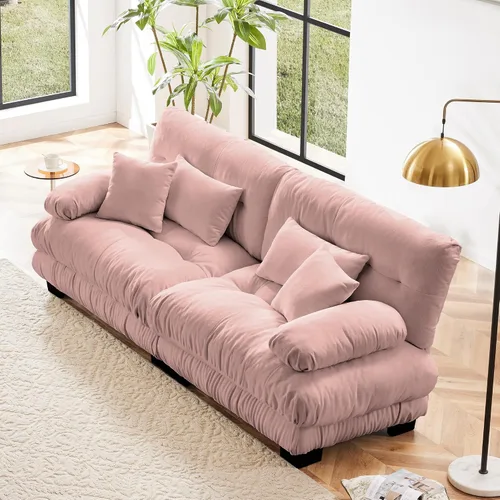 Vista 37 de Otomana beige para sofá modular modular, sofá individual, asiento otomano para sofá modular convertible, sofás de terciopelo para sala de estar