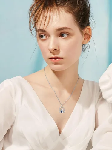Vista 3 de Sterling Silver Mother Child Jewelry Gifts for Mom from Daughter Son DinosaurPenguinMama BearFoxOwl Pendant Necklace I Love You Forever Family