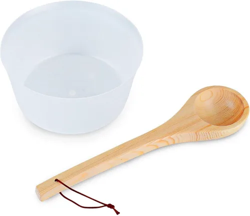 Vista 4 de Cubo de sauna con cucharón hecho a mano cubo de sauna de madera para sauna accesorio de spa - Cubo de sauna de 5 litros (1.3 galones) con sombrero
