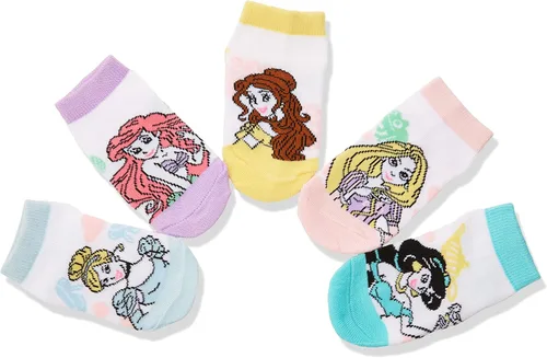 Vista 2 de Disney Princess - Calcetines cortos para niñas paquete de 5