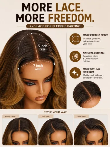 Vista 121 de Beauty Forever Bye Bye Knots - Peluca de cabello humano ondulado sin pegamento, predepilada, 7x5, encaje frontal, cabello humano suelto Peluca