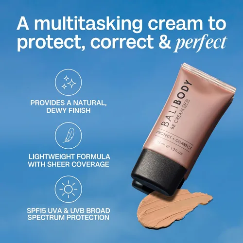 Vista 5 de Bali Body BB Cream SPF15 - Sombra natural Crema facial transparente teñida con ácido hialurónico y colágeno marino Sin parabenos, para todo tipo