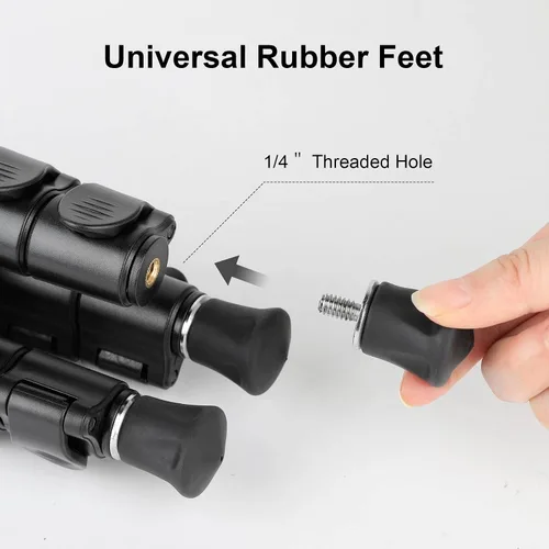 Vista 3 de Nineigh 3 patas de trípode con rosca de 1/4 de pulgada a 20, pie de goma antideslizante universal y picos de acero inoxidable, compatibles