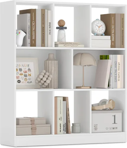 Vista 13 de VASAGLE Custos Collection - Estantería para libros tipo cubo con 4 compartimentos, 9.4 x 26 x 26 pulgadas, estantería de almacenamiento para sala