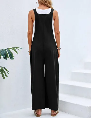 Vista 3 de Gihuo Overol holgado de moda para mujer, overol con peto de pierna ancha