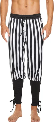 Vista 2 de Pantalones al tobillo para hombre, tipo medieval, vikingos, traje de navegante o pirata, pantalones renacentistas, góticos