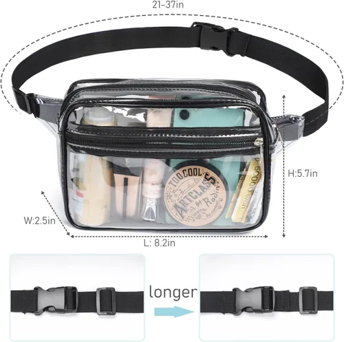 Vista 2 de Clear Fanny Pack Stadium Approved, Waterproof Fanny Pack for Women Men, Fashion Mini Belt Bag Transparent Waist Bag with Adjustable Strap for