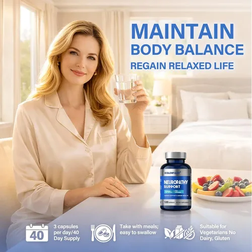 Vista 5 de icolorfuled Suplementos de neuropatía, salvador de nervios para neuropatía con 600 mg de ácido alfa lipoico y vitaminas B, fortalecen los nervios