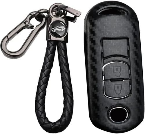 Vista 10 de Funda para llave Mazda CX3 CX5 CX7 Llavero Llavero Shell Holder Fibra Carbono ABS Accesorios 2/3 Botones