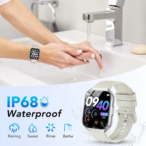 Vista 7 de Reloj inteligente para hombres y mujeres (respuesta/hacer llamadas), reloj de seguimiento de fitness de 1.96 pulgadas, resistente al agua IP68