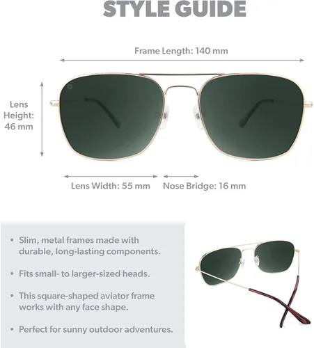 Vista 7 de Knockaround Mount Evans - Gafas de sol polarizadas estilo aviador cuadradas con protección UV400 completa