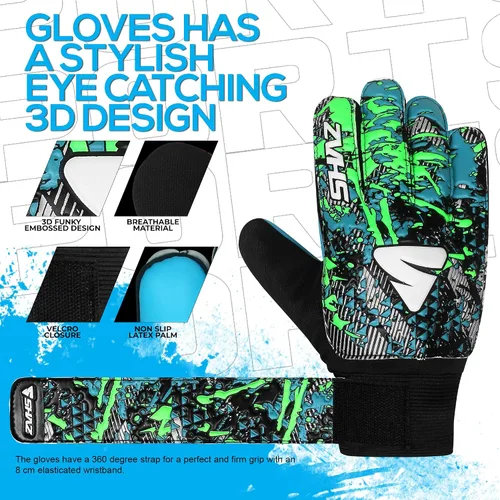 Vista 3 de Shaz Guantes de portero de fútbol para niños y jóvenes, guantes de portero de fútbol antideslizantes de 0.157 pulgadas, palma de látex con agarre