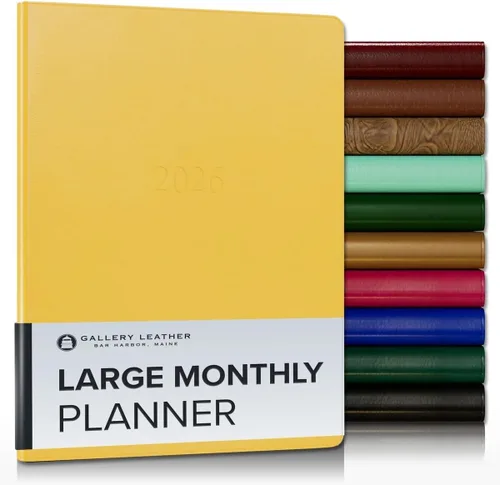 Vista 88 de Gallery Leather Agenda mensual grande 2026-2027 Acadia Navy Acadia Marina