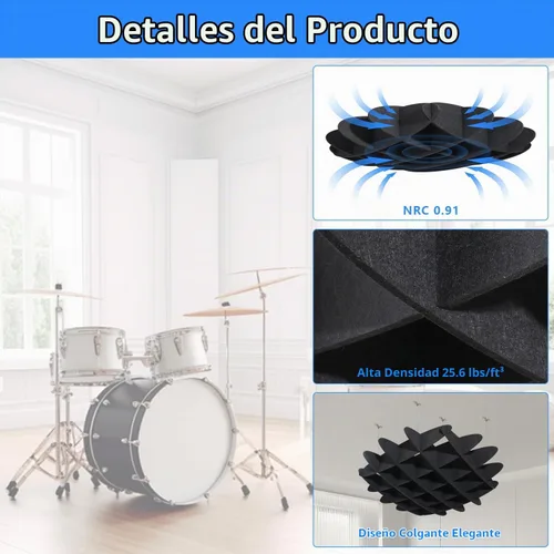 Vista 8 de Panel acústico de gofres para techo, paneles acústicos POOMEL absorbentes de sonido, gran panel de reducción de ruido colgante, difusores de sonido