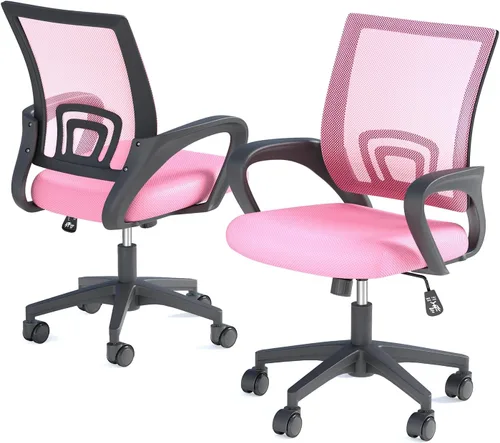 Vista 14 de Silla de oficina ergonómica, silla de escritorio de malla con respaldo medio, silla de computadora, color negro Soporte lumbar, modo oscilante