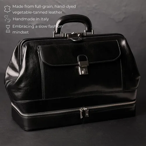 Vista 4 de Time Resistance Bolso médico de cuero - Bolso médico italiano hecho a mano - Bolso estilo vintage - Maletín de cuero real