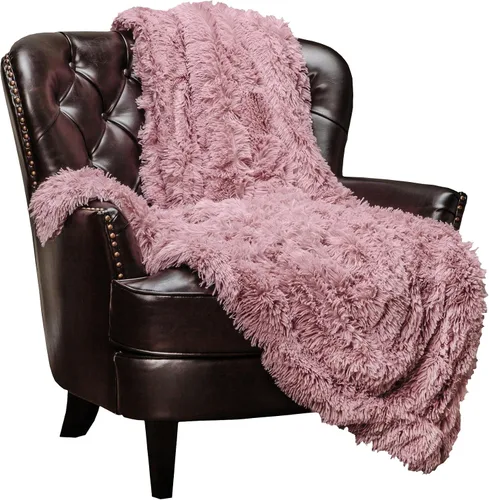 Vista 9 de Chanasya - Manta de pelo largo sintético - Manta de felpa ligera y esponjosa de forro polar de microfibra - para sofá, cama, silla, material A