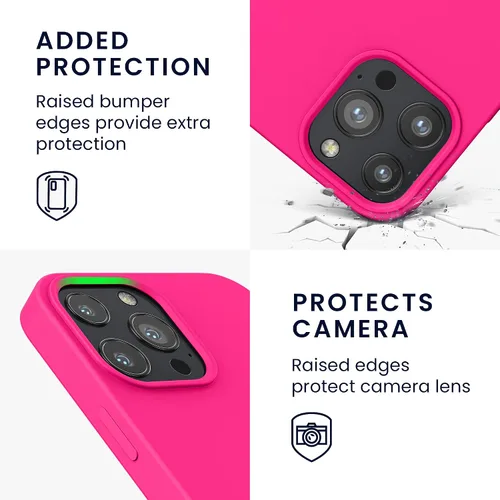 Vista 3 de kwmobile Funda compatible con Apple iPhone 13 Pro Max - Funda protectora delgada de silicona TPU - Rosa neón