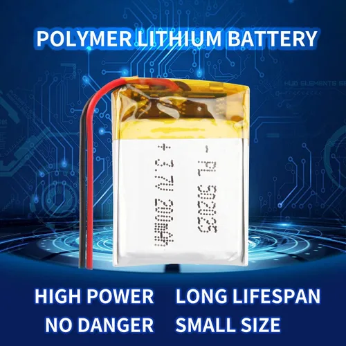 Vista 4 de Batería de 3.7V 200mAh 502025 Li-ion Li-Po recargable de iones de litio con conector de paso de 2P PH 0.079 in