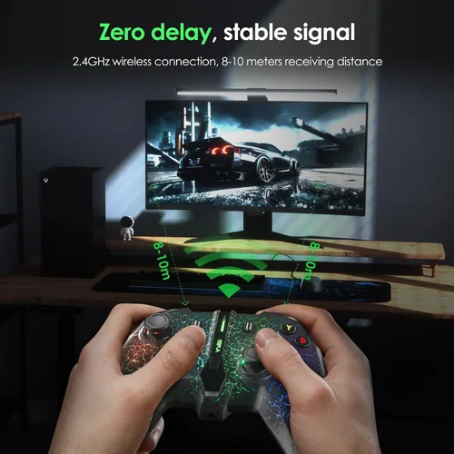 Vista 6 de Gina Joyfurno Game Controller, Wireless Controller Compatible with X-box OneOne XOne S, Series XS, PC, Gamepad with 6 Light Colors Unique Crack