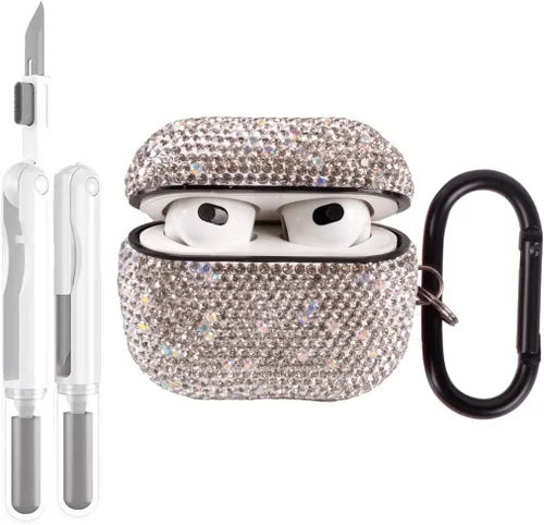 Vista 16 de Funda protectora para AirPods Pro con kit de limpieza, funda protectora de diamantes brillantes para Apple AirPod Pro de 2ª y 1ª