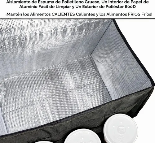 Vista 6 de FRESHIE Bolsa térmica para entrega de alimentos con portavasos/bebidas Premium, para Doordash, Uber Eats, Grubhub, bolsa de pizza, catering