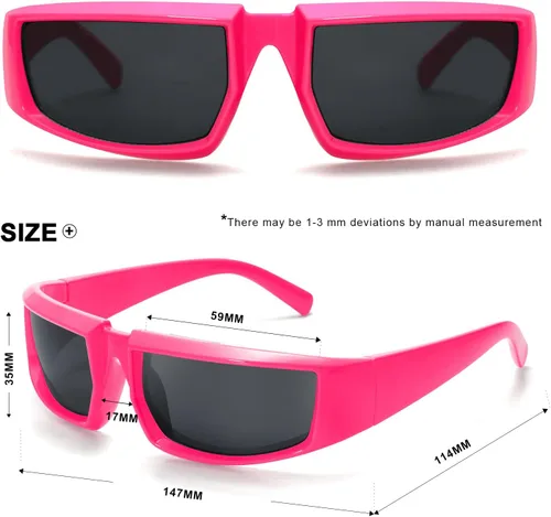 Vista 5 de VANLINKER Gafas de sol gruesas envolventes para mujeres y hombres, gafas futuristas Y2k VL9697