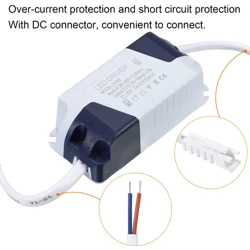 Vista 5 de PATIKIL 3-5W 300mA LED Driver, AC 85-265V Salida 12-20V DC Conector macho Constante corriente rectificadora transformador Fuente de alimentación