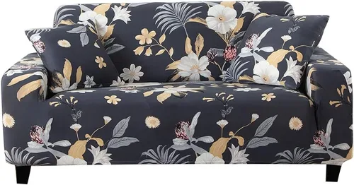 Vista 21 de HOOBUY Funda de sofá estampada, Funda elástica para sillón, funda de sofá biplaza con patrones para sillón con cojines de 2 plazas, Juego de sofá Bd