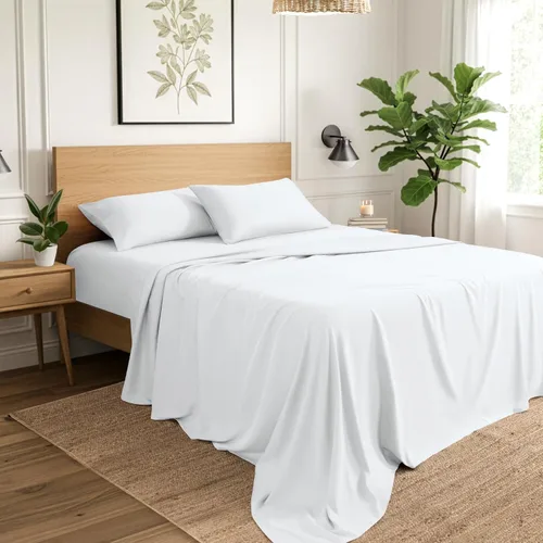 Vista 6 de Ivy Union Juego de sábanas de microfibra, ropa de cama de tamaño individual, transpirable y suave, con bolsillo profundo (individual, blanco)