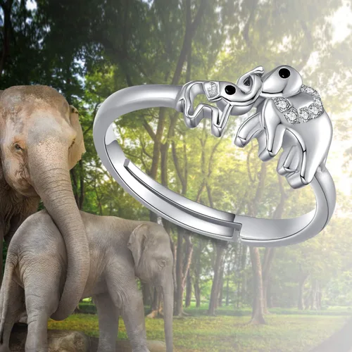 Vista 5 de TANGPOET Sterling Silver Animal Ring for Women Adjustable Rings Dainty Jewelry Christmas Gifts for Girls Mom Daughter