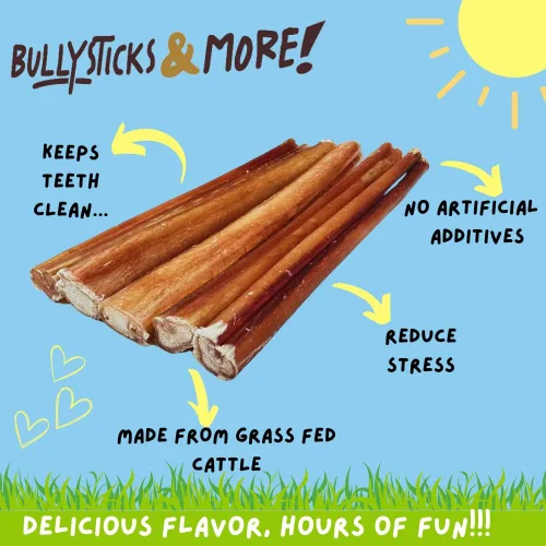 Vista 3 de BULLYSTICKS & MORE Bully Sticks de 6 pulgadas (regulares, paquete de 16 unidades), palitos para perros medianos 100% carne de res alimentada