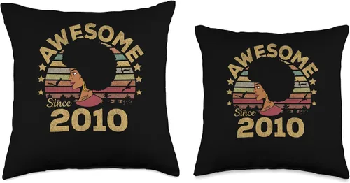 Vista 3 de Retro Vintage Birthday 2010 Limited Edition Woman and Girl Throw Pillow