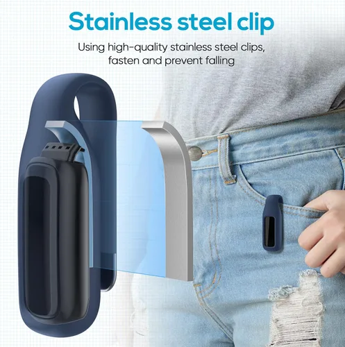 Vista 2 de Paquete de 3 clips para Fitbit Luxe, soporte de clip compatible con Fitbit Luxe, negro + verde azulado + rosa suave