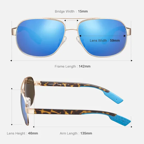 Vista 4 de CARFIA Gafas de sol clásicas para hombre de metal polarizadas protección UV CA5377